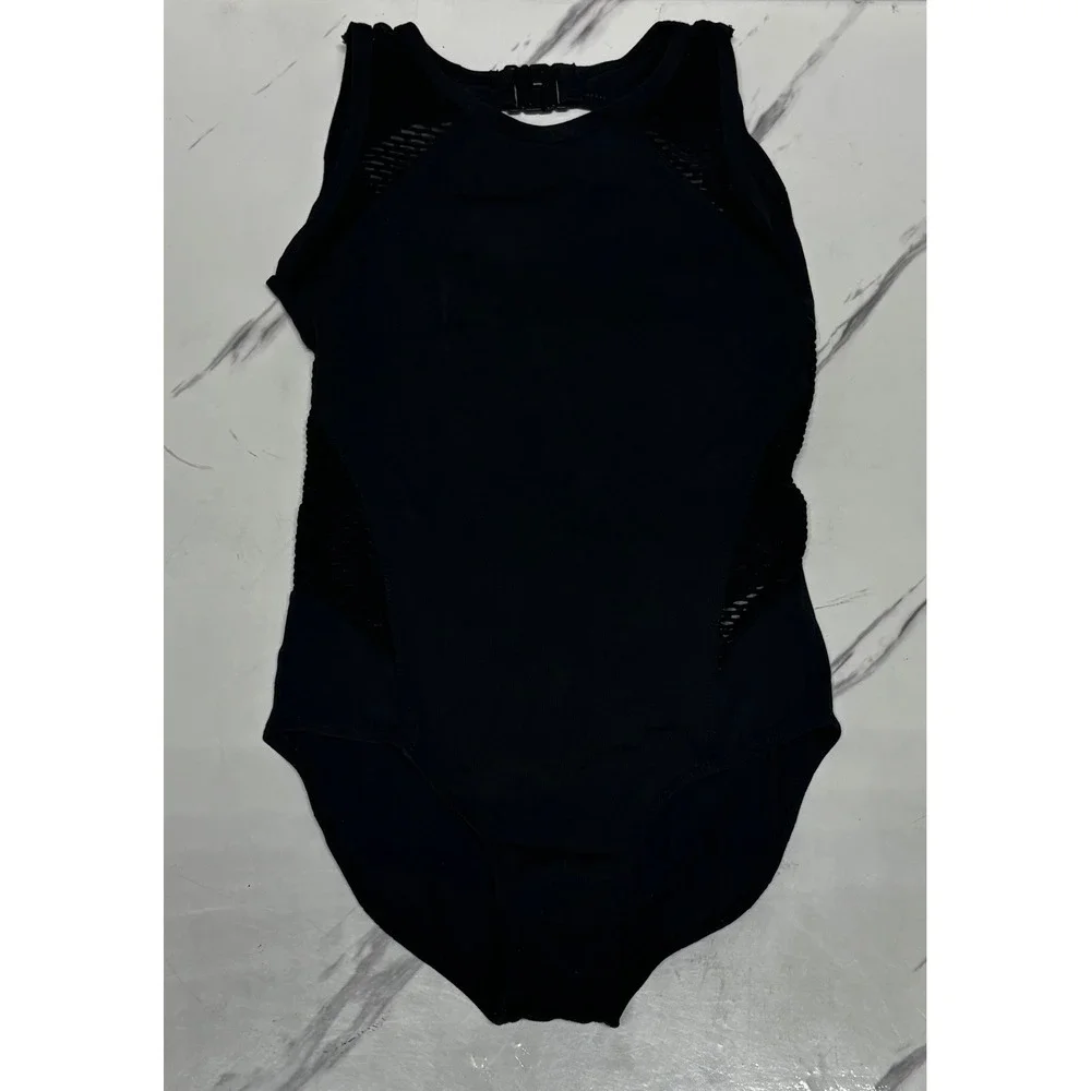Danz N Motion Dance Leotard Kids 8-10 Black Excellent Mesh Cutout Dancewear